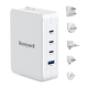 Honeywell Zest Charger GaN 100W,Ultra-Fast Wall Charger with PPS Support,3xType C PD 3.0 Ports & 1xUSB A Port,BIS Certified,Equipped with Switchable Plugs,Compatible with iPhone,Galaxy,Laptops