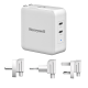 Honeywell Zest Charger GaN 65W, BIS Certified, 2xType C PD 3.0 Ports, Equipped with Switchable Plugs, Ultra-Fast Charging Compatible with iPhone, MacBook Air, iPad Pro, Pixel, Galaxy, Laptops, etc.