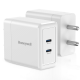 Honeywell Zest Charger GaN 45W, Ultra-Fast Wall Charger with PPS Support, 2xType C PD 3.0 Port, BIS Certified, Compatible with iPhone, iPad Pro, Pixel, Galaxy, Oneplus, Tablet, Smartwatches